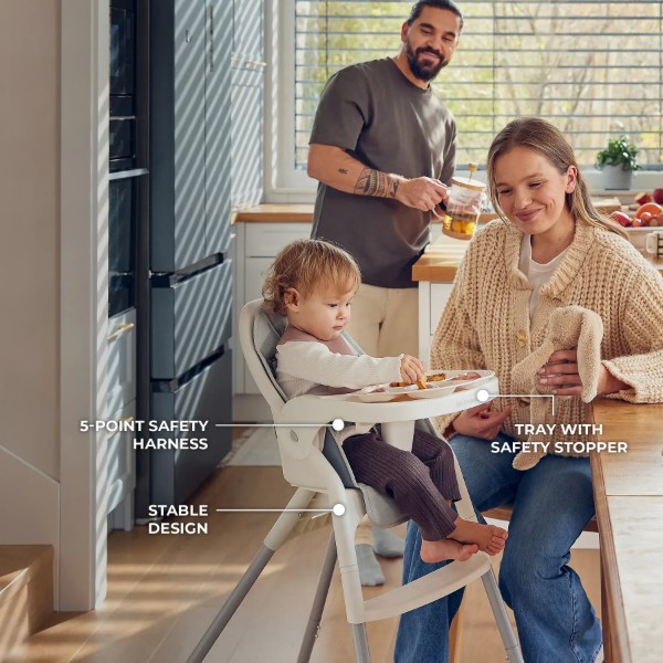 Фото - Стільчик для годування класичний Kinderkraft Dinnly Beige (KHDINN00BEG0000)